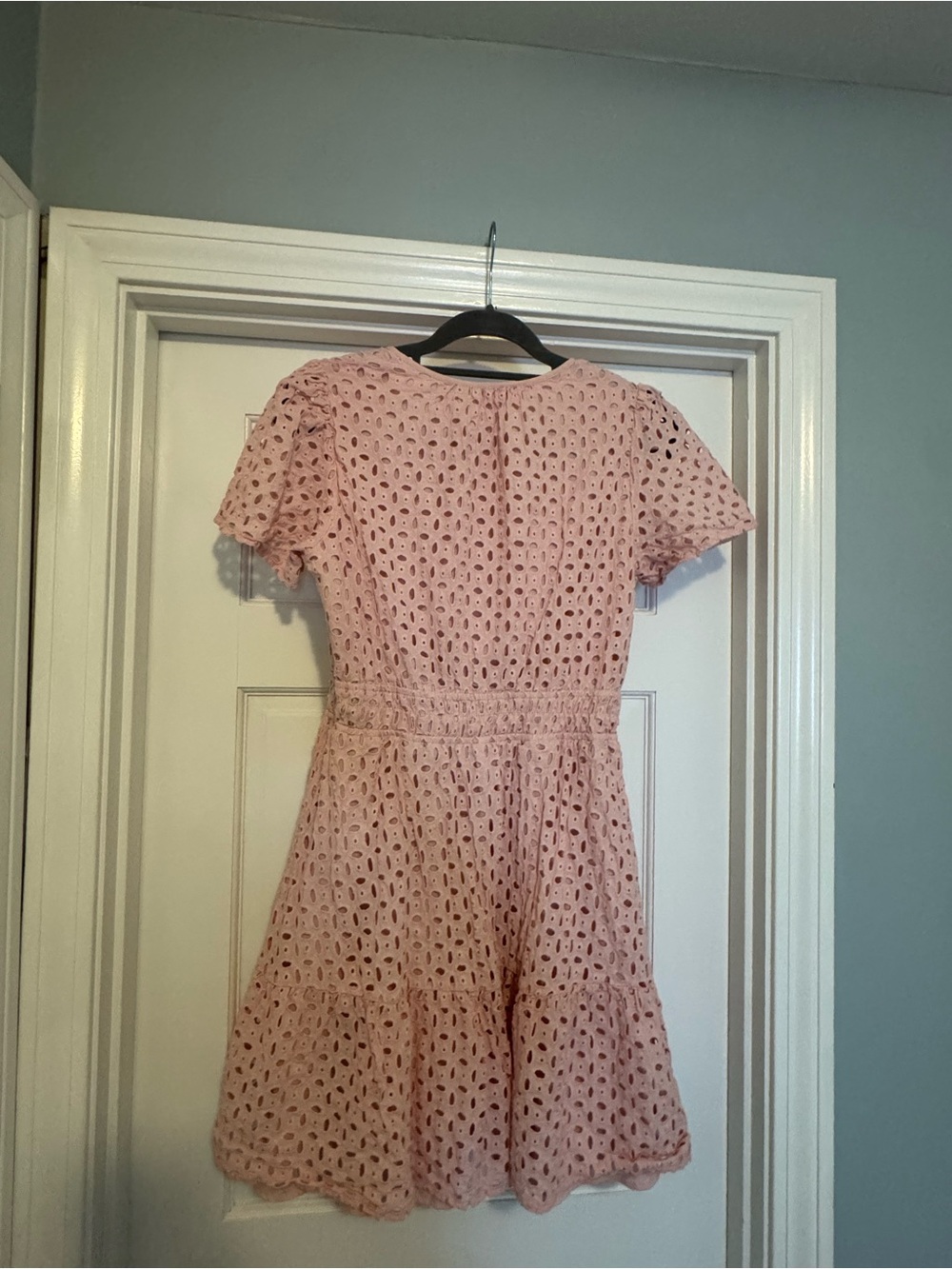 PRETTYGARDEN V Neck Short Sleeve A Line Hollow Out Lace Dress - Picture 11 of 13
